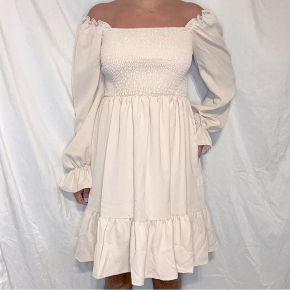 Boho cream midi dress. - Picture 2 of 6